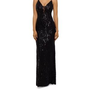 AQUA Sequined Long Gown